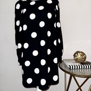 H& M Black polka dot long sleeve midi dress